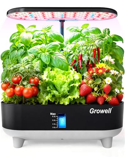 Growell 16 Pods Hydroponics Growing System Kit with 3 Light Modes & 2 Timer - color: Black