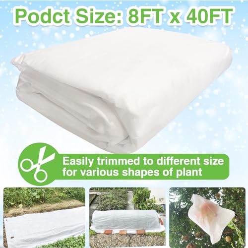 Plant Covers Freeze Protection 8x40ft Frost Cloth for Winter Outdoor - size: 8'x40'