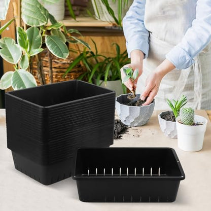 25 Pack Seed Starter Trays 10 x 7 inches Microgreens Growing Trays with Mesh Bottom for Germination, Hydroponic & Sprouting Plant Trays for Garden, Wheatgrass - size: 25 Pack 10 x 7 inch black