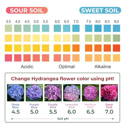 Soil pH Test Kit: 125 Soil pH Test Strips with Measuring Cylinders
