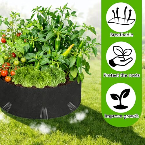 2 Sets 2x2x 1 ft Raised Garden Bed Liner Bag,Plants Grow Bed Fabric Liners - color: Circular