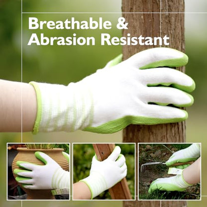Gardening Gloves, Bamboo Fiber, Touch, Breathable, Rubber Coated, Green & Purple, S to XL - size: Small