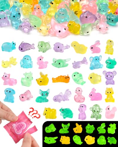 FEXIA 50PCS Mystery Glow in the Dark Mini Resin Animal Blind Bag Figures - color: Mystery Bag-50pcs