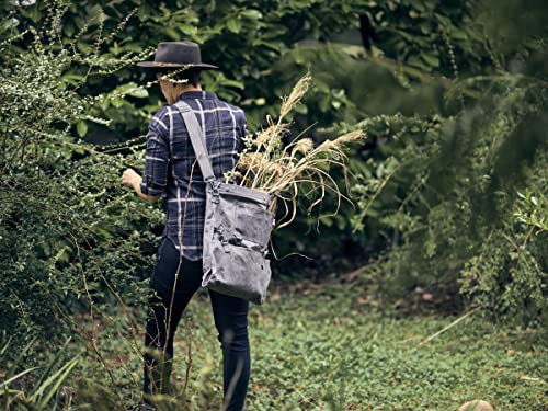 Barebones Harvesting and Gathering Bag - Foraging, Harvest and Fruit Picking Bag with Convertible Straps - Water-Resistant Waxed Canvas Gardening Tool(Slate Gray) - color: Slate Gray