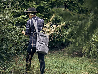 Barebones Harvesting and Gathering Bag - Foraging, Harvest and Fruit Picking Bag with Convertible Straps - Water-Resistant Waxed Canvas Gardening Tool(Slate Gray) - color: Slate Gray