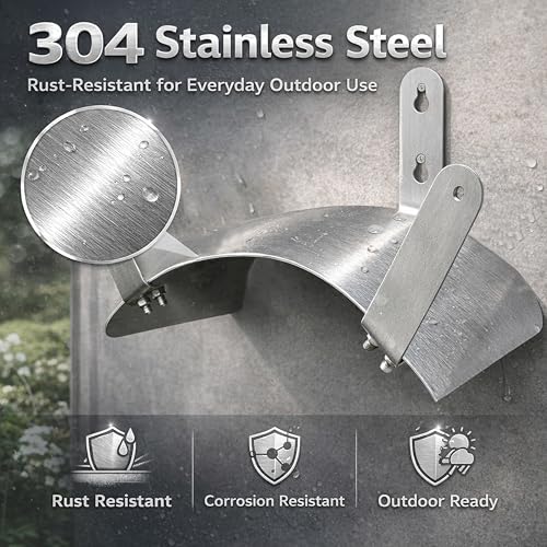 Gardzen 304 Stainless Steel Garden Hose Holder, Heavy Duty Wall Mounted Hanger, Rust-Resistant Outdoor Storage Rack for Backyard, Fence, Garage & Shed - size: 304 Stainless - 1 Pack