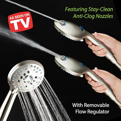 AquaCare 8-mode High Pressure Handheld Shower Head with 2-mode Power Wash - color: Satin Nickel, style: 2.5 Gallon Per Minute