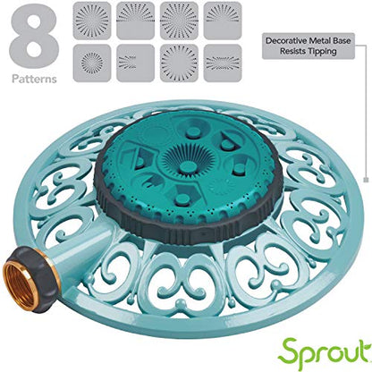 Melnor 65101-AMZ Sprout Metal 8-Pattern Sprinkler and QuickConnect Product Adapter Amazon Bundle, Gooseberry Green - color: Gooseberry Green