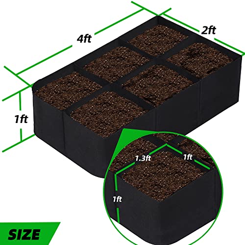 CJGQ Fabric Raised Garden Bed 4x2x1ft Garden Grow Bed Bags for Growing Herbs, Flowers and Vegetables 55 Gallon(2PACK)… - size: 4ft*2ft*1ft-2 Pack