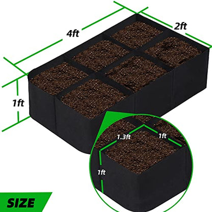 CJGQ Fabric Raised Garden Bed 4x2x1ft Garden Grow Bed Bags for Growing Herbs, Flowers and Vegetables 55 Gallon(2PACK)… - size: 4ft*2ft*1ft-2 Pack