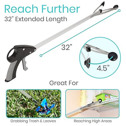 Vive Suction Cup Grabber Reacher 32" - Elderly Grab It Reaching Pickup Tool