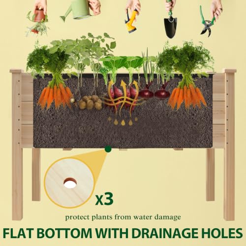 BlueWish 49x25x30in Raised Garden Bed with Extra Deep 16" Depth - color: Natural, size: 2 x 4 FT(16" Depth)