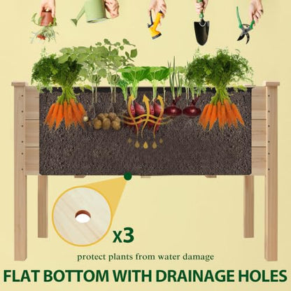 BlueWish 49x25x30in Raised Garden Bed with Extra Deep 16" Depth - color: Natural, size: 2 x 4 FT(16" Depth)