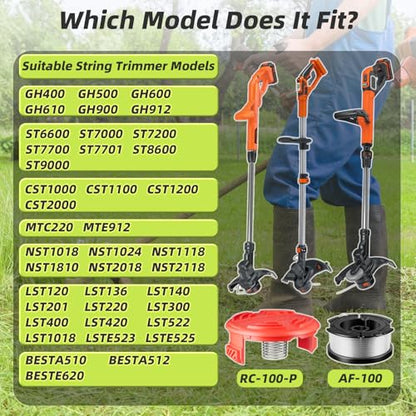 19-Pack AF-100 Weed Wacker String, Replacement for Black + Decker