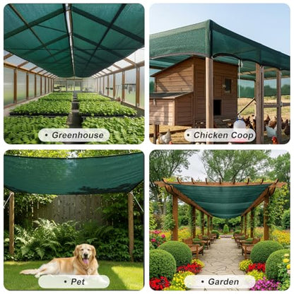 SUNNY GUARD Sun Shade Cloth, 6.5 x 16.5 FT Green HDPE Mesh - color: 90 SHADE-GREEN, size: 6.5 FT x 16.5 FT