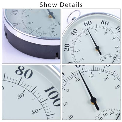 Indoor Outdoor Thermometer - Weather Dial Hygrometer Thermometer, No Battery Required Hanging Hygrometer for Wall, Table, Car, Greenhouse or Decorative, Round 4" in Diameter