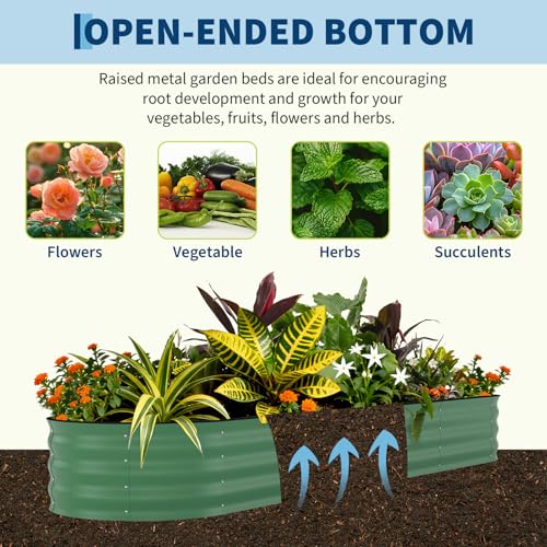 Garvee 2 Pack 8x2x1.5ft Galvanized Raised Garden Bed, Metal Planter Box - color: Green-oval, size: 8x2x1.5ft 2pcs
