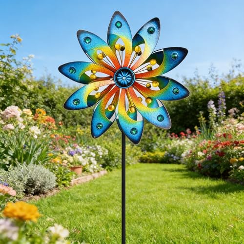 Metal Wind Spinner for Yard Decor Garden Windmill Outdoor Kinetic Wind Sculpture Dual Direction for Backyard Patio Lawn Homewarming Gift