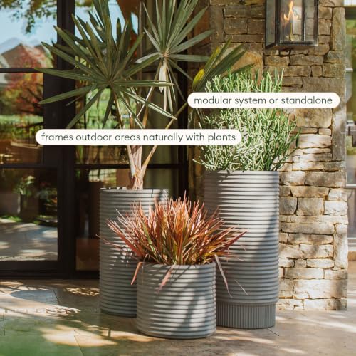 Veradek Mod Series Extra Tall Planter - Tall Outdoor Planter with Shelf - color: Gray, size: 29 inch - 2 Pack