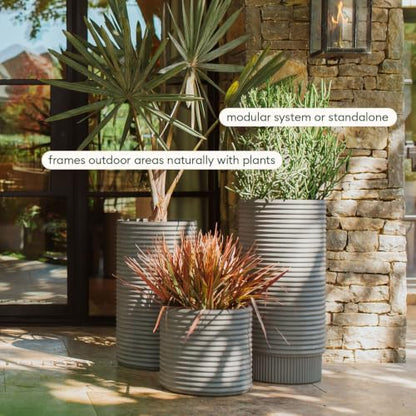Veradek Mod Series Extra Tall Planter - Tall Outdoor Planter with Shelf - color: Gray, size: 29 inch - 2 Pack