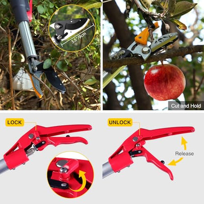 10FT Telescoping Pole Saw with Pruner, Extendable Tree Trimmer