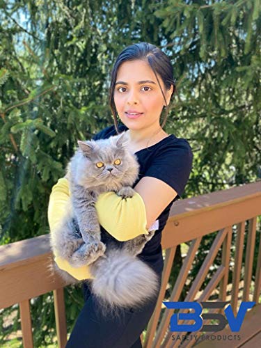 BSV Kevlar Arm Protection Sleeves with Thumb Hole - Cut, Scratch, Bite and Heat-Resistant - Unisex, 18", 1 Pair - color: Yellow