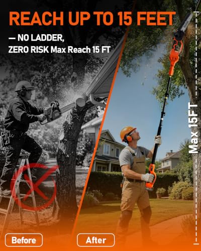 VANKERY Electric Pole Saws for Tree Trimming, 8-Inch Cordless Pole Saw
