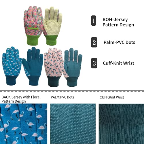 Gardening Gloves for Kids,Toddler,Children,Gift,Cute Pattern,Age3-8 - color: 3 Pairs Per Pack, size: Medium