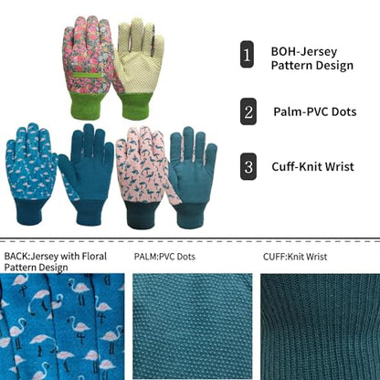 Gardening Gloves for Kids,Toddler,Children,Gift,Cute Pattern,Age3-8 - color: 3 Pairs Per Pack, size: Medium