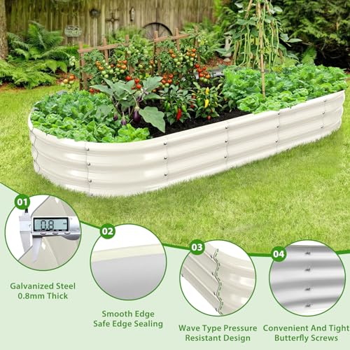TBMLC Oval White Galvanized Planter Box, Metal Raised Garden Bed 6X3X1 FT - color: White, size: 6X3X1 FT