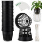 Net Cups Hydroponics 24 Pack, 3 Inch Mesh Pots with Wick Cord - color: Blacks