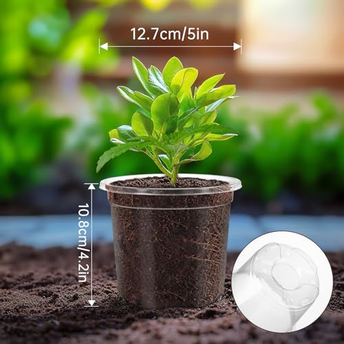 30 Pack Clear Nursery Plant Pots, 5 Inch with Drainage Holes, 20 Labels - size: 5 inch 30p