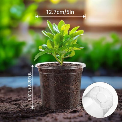 30 Pack Clear Nursery Plant Pots, 5 Inch with Drainage Holes, 20 Labels - size: 5 inch 30p