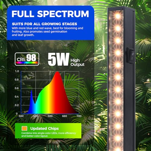 Barrina T5 LED Grow Lights, 5W 1FT, Linkable Plant Lights, Yellow, 8 Packs - color: Yellow, size: 1FT-Black Cover