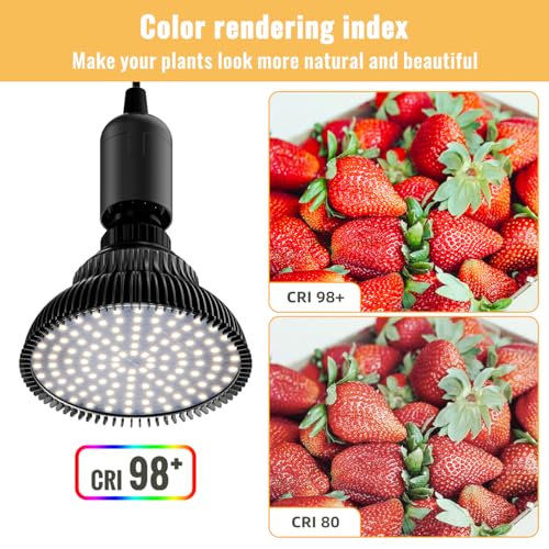 Hanging Grow Lights for Indoor Plants, 25W 5000K, LED Light Bulbs - color: Black