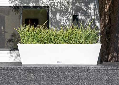 Veradek Pure Series Window Box Planter - Tapered Outdoor Planter - color: White, size: 36 inch - 2 Pack