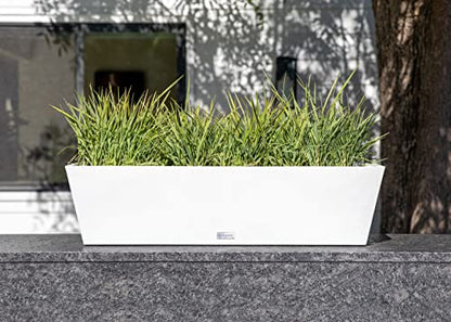 Veradek Pure Series Window Box Planter - Tapered Outdoor Planter - color: White, size: 36 inch - 2 Pack
