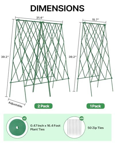 Suteck Cucumber Trellis 39.2" 2 Pack A-Frame, Foldable Metal - size: 39.2"