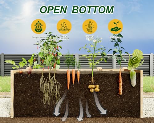 AMERLIFE U-Shaped Raised Garden Bed, 7.5Wx12Dx1.6H Outdoor Wooden Raised Garden Bed Planter with 19.6" Depth Planter Box - size: 7.5x12x1.6 FT