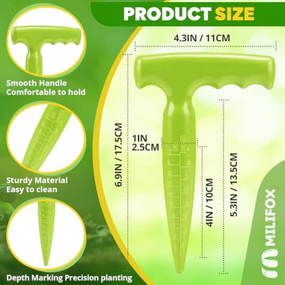 Seed Planter Tool, T-Handle Seed Dibber, Light Green, 2 Pack - color: Light Green, 2-Pack