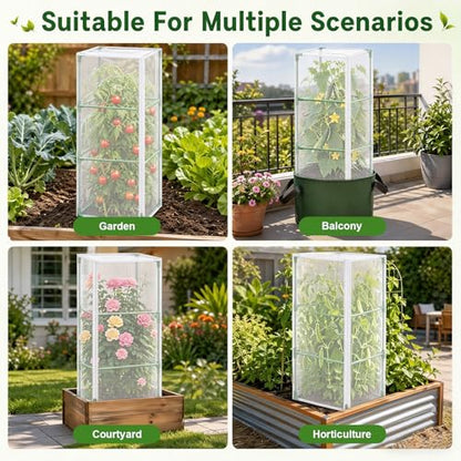 3 Pcs 57"X17.7"X17.7" Square Tomato Netting with Zipper, Insect Cover - size: Square-3PCS