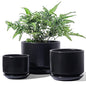 LE TAUCI Ceramic Pots for Plants, 4.3+5.3+6.8 Inch, Set of 3, Black - color: Black, size: 4.3"+5.3"+6.8"