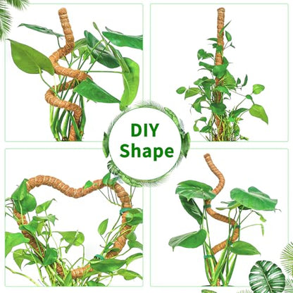 4 Pack 63'' Moss Pole for Monstera, Bendable Coco Coir Plant Support Stakes - size: 4 Pack（63-Inch）