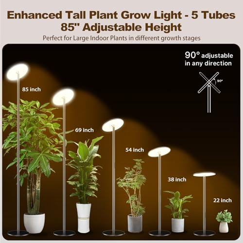 Grow Lights for Indoor Plants, 40W Full Spectrum Tall Grow Light, 85 Inch - size: 2300-6500K with 4/8/12H Timer