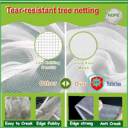 1Pack 10×13.7Ft Extra Large Fruit Tree Netting with Drawstring & Zipper - Reusable Plant Protection Bag, Heavy Duty PE Mesh Cover for Blueberry Bushes - Blocks Birds/Deer/Squirrels - size: 10×13.7Ft