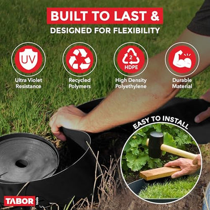 TABOR TOOLS 40 Ft Terrace Board, 5 Inch High, 0.04" Inch Thin, Landscape Edging Coil, Grass Barrier, Bender Board, Garden Liner, ES21. (Black) - color: Black, 40 ft