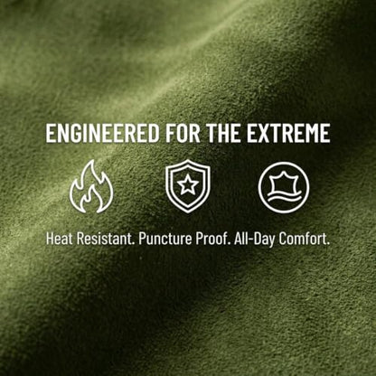 Welding Gloves for Men, Fireproof and Heat Resistant Green-XL - color: Black-green, size: X-Large