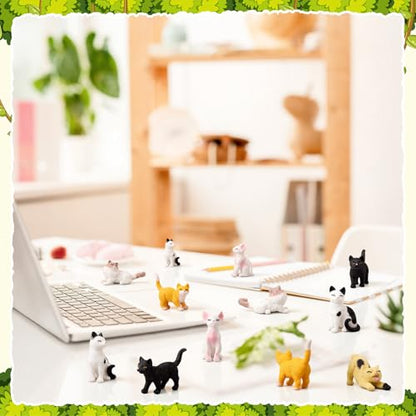CroBlissful 36 Pcs Mini Resin Cat Figurines Miniature Cat Figurines Bulk
