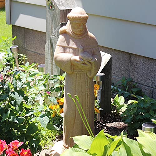 Emsco Group 2230-1AZ Saint Francis Statue – Natural Sandstone Appearance – Made of Resin – Lightweight – 29” Height - color: Sandstone, style: Saint Francis