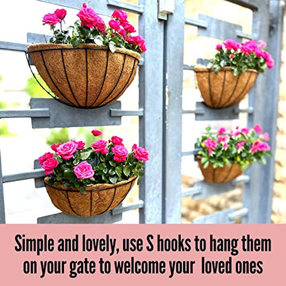 LaLaGreen Wall Planter (14 in, 2 Pack) Black Coco Liner Fence Flower Pots - size: 14" x 2 Pack